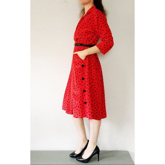 Vintage Leslie Fay Polka Dot Dress - Picture 2 of 8